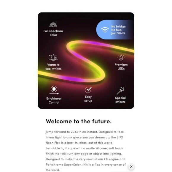 LIFX - SuperColor - Indoor Neon Flex 16ft Light Strip/Rope Light -RGBW LED Smart - Picture 8 of 12